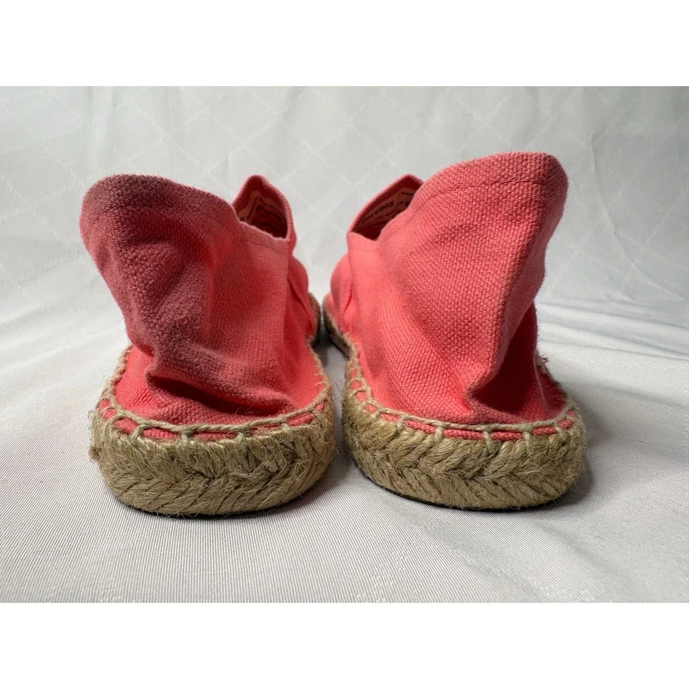 SOLUDOS Women Coral Pink Canvas Espadrille Flats Sz 37/6.5 Slip On Casual Beach